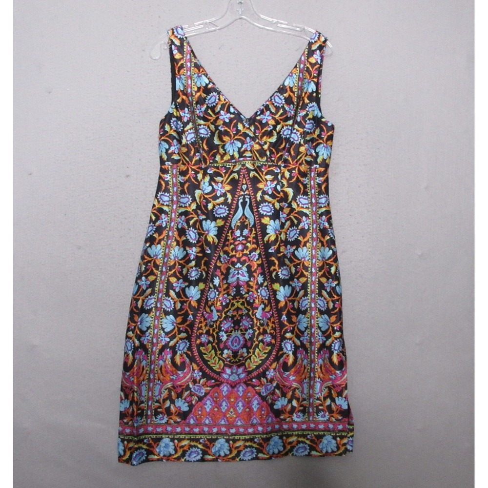Nanette Lepore Dress 6 Floral Peacock Sweet Jane Sheath Satin Career Church USA